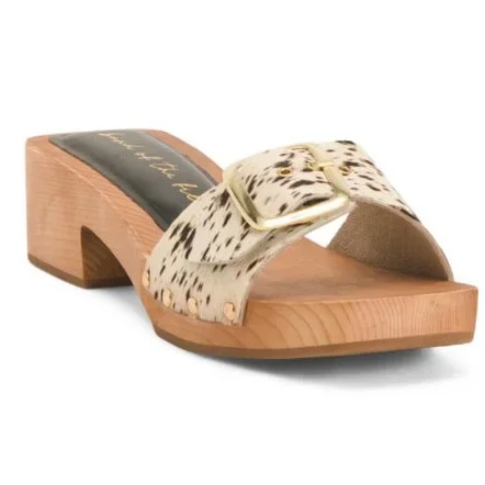 Calfhair Sandals Gold Buckle